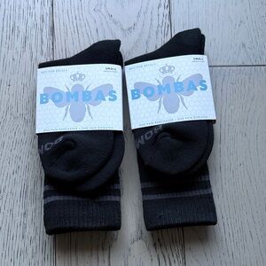 Bombas Black Athletic Crew Socks with Subtle Stripe - 2 Pack
